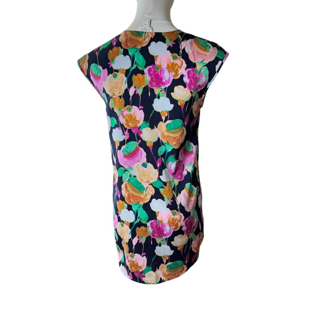 J.Crew Floral Print Sleeveless Blouse Size 00 | Navy Multicolor Floral Top - Picture 4 of 7